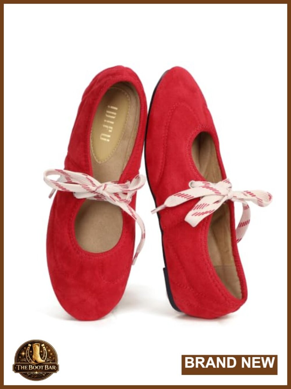 Women's Mary Jane Ballet Flats Faux Suede Lace-Up Round Toe Comfortable